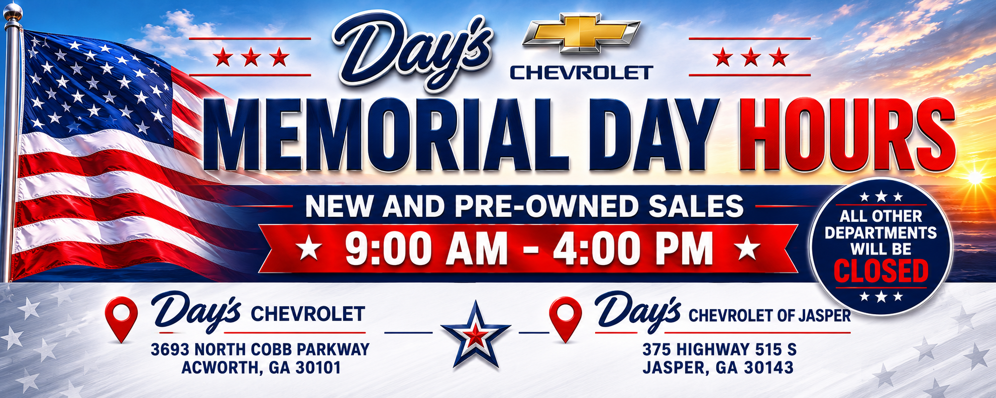 Memorial Day Hours